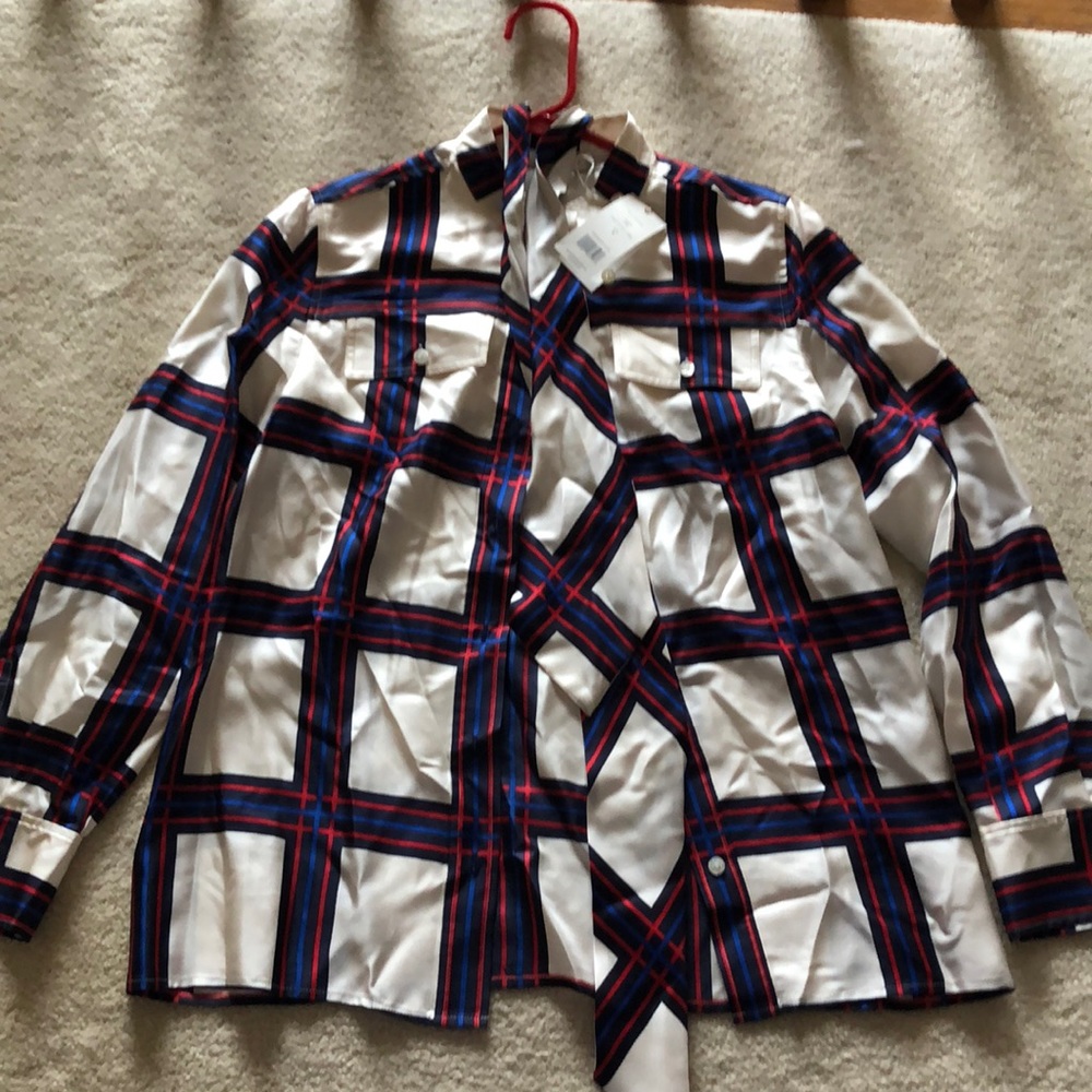 Tory Burch Holly blouse in valley plaid